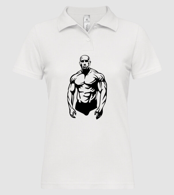 bodybuilding model alb pe tricou