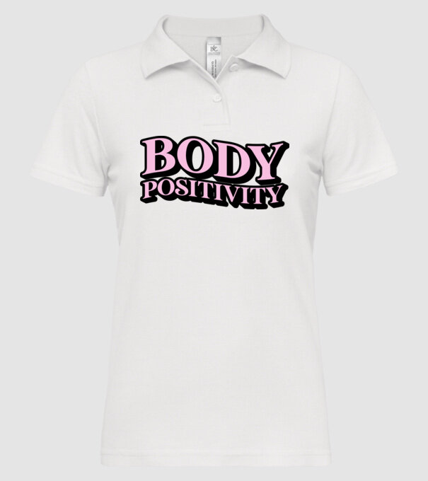 BodyPositivity model alb pe tricou