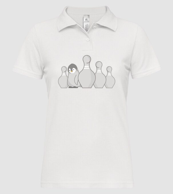 Bowling pinguin model alb pe tricou