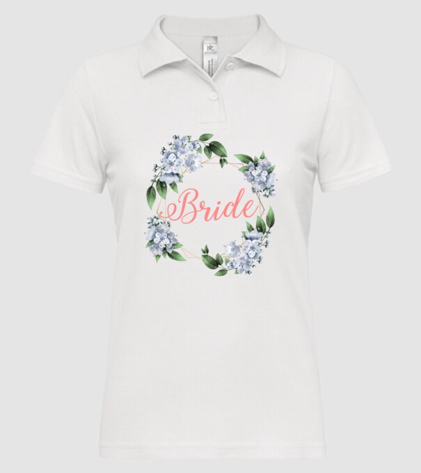 BRIDE blue floral model alb pe tricou