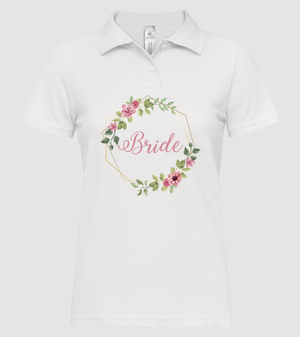 BRIDE pink floral model alb pe tricou