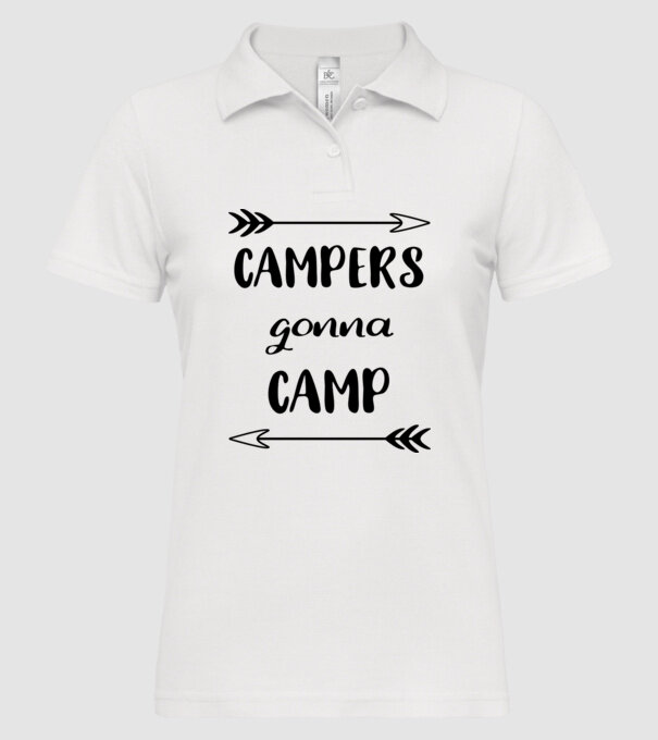 Campers gonna camp model alb pe tricou