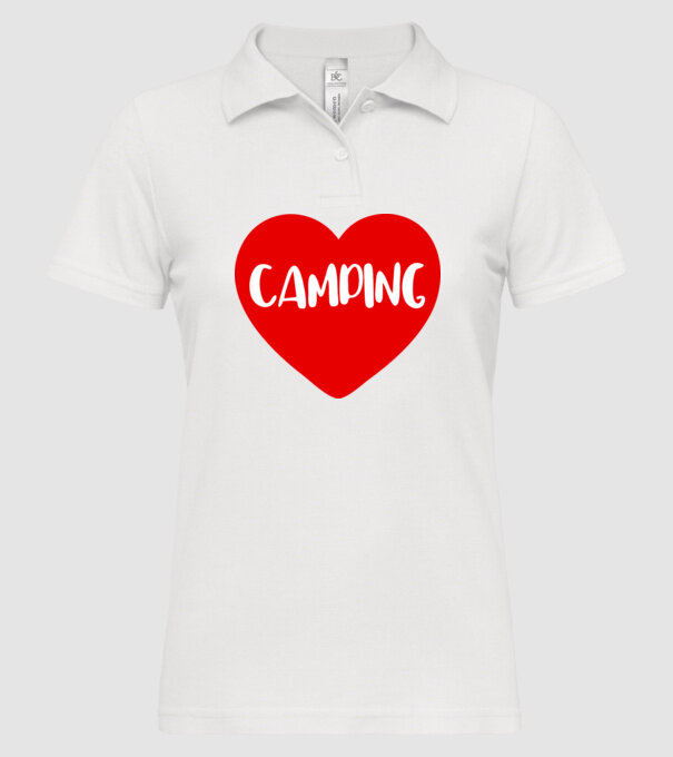 Camping heart model alb pe tricou