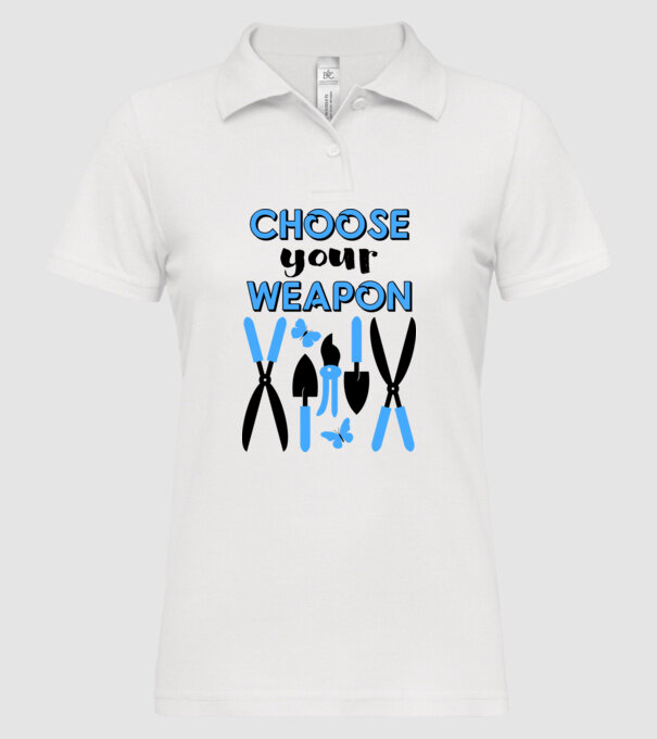 Choose your weapon model alb pe tricou