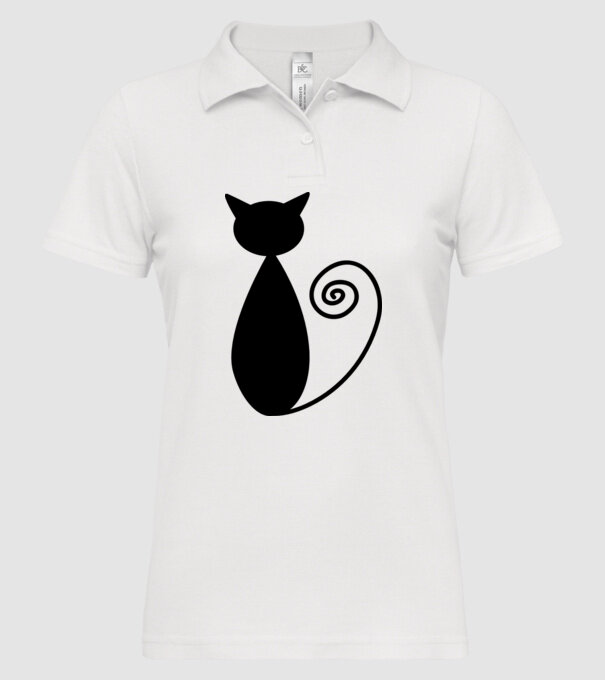 Siluetă pisică model alb pe tricou