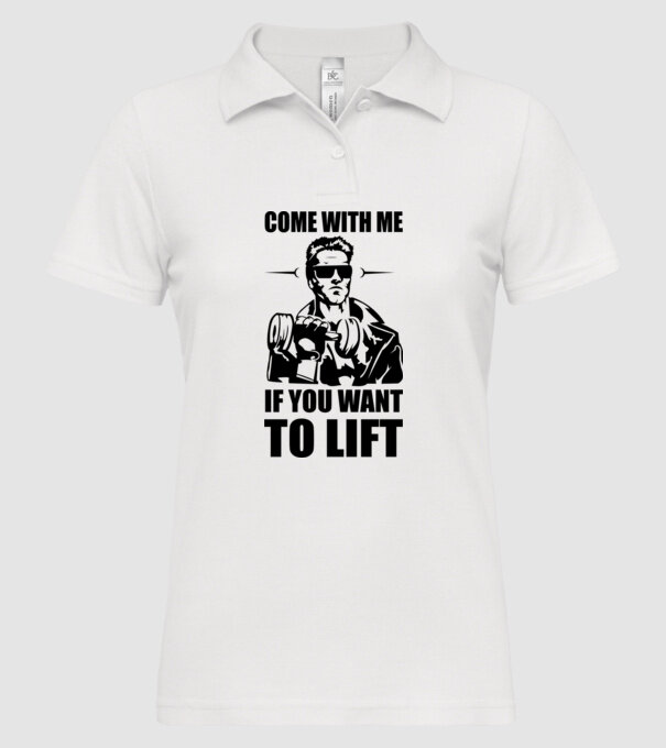 come with me arnold model alb pe tricou