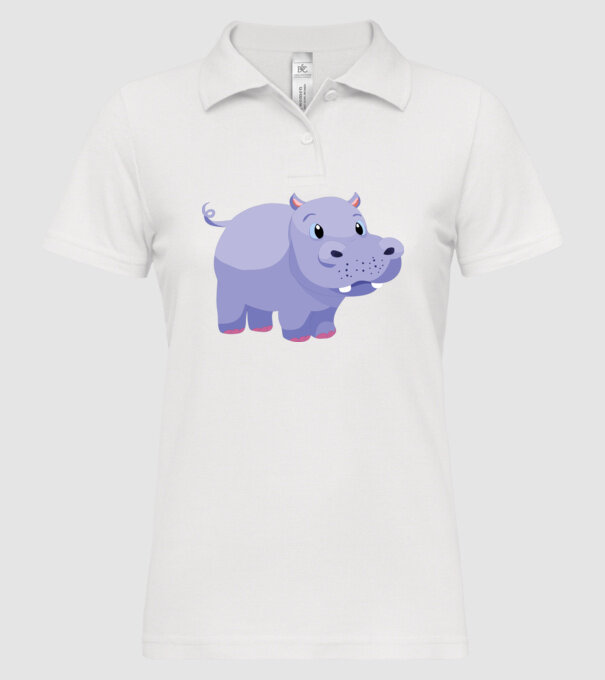 Hipopotam drăguț model alb pe tricou