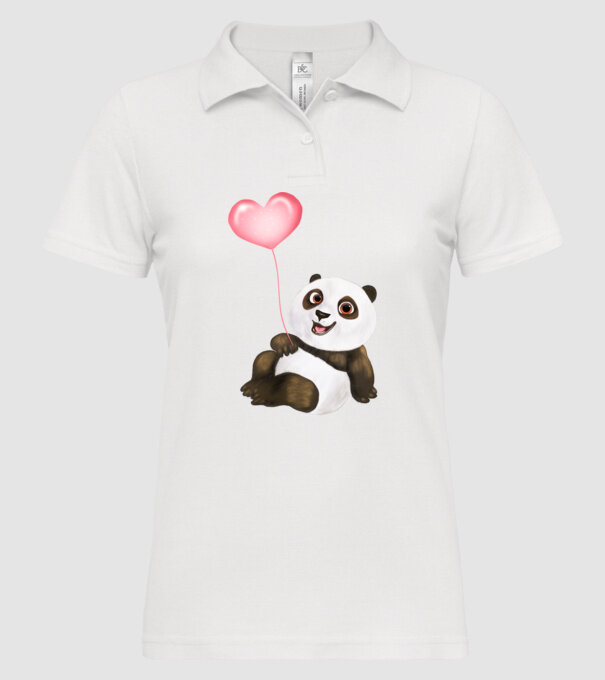 Cute panda with heart model alb pe tricou
