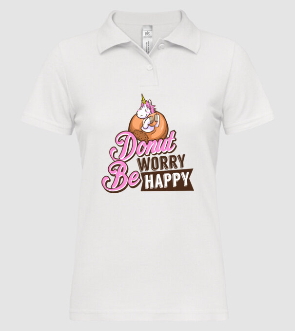 Donut worry be happy model alb pe tricou