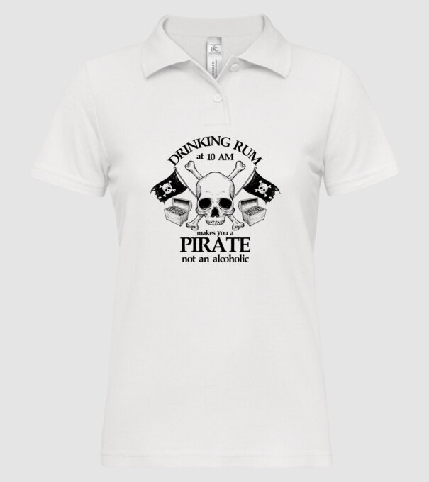 Drinking rum model alb pe tricou