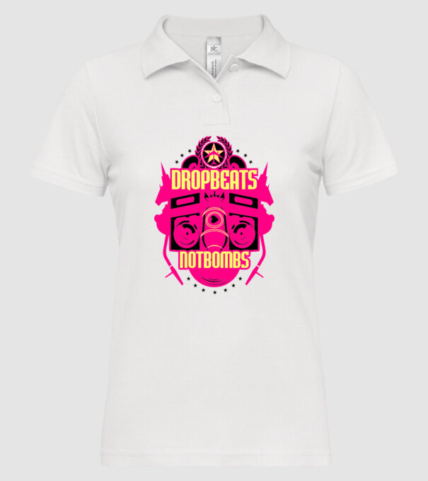 Drop Beats Not Bombs model alb pe tricou