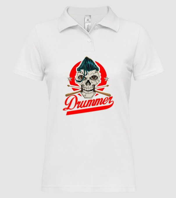 Drummer model alb pe tricou