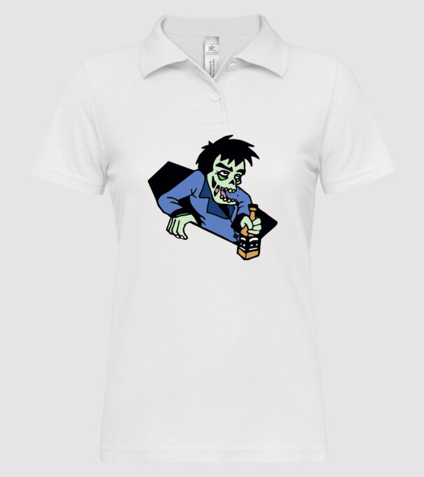Drunk Zombie model alb pe tricou