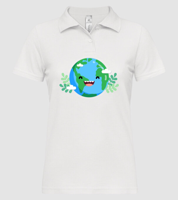 Earth smiley model alb pe tricou