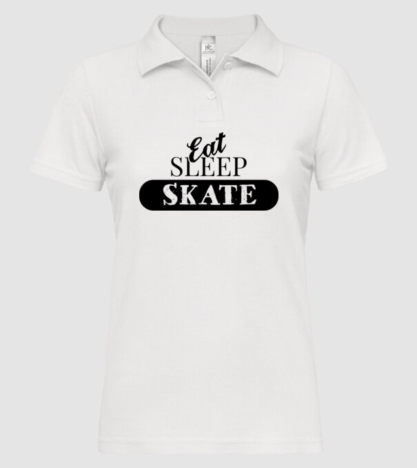 eat sleep skate model alb pe tricou