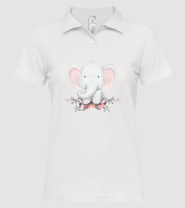 Elefant cu flori model alb pe tricou