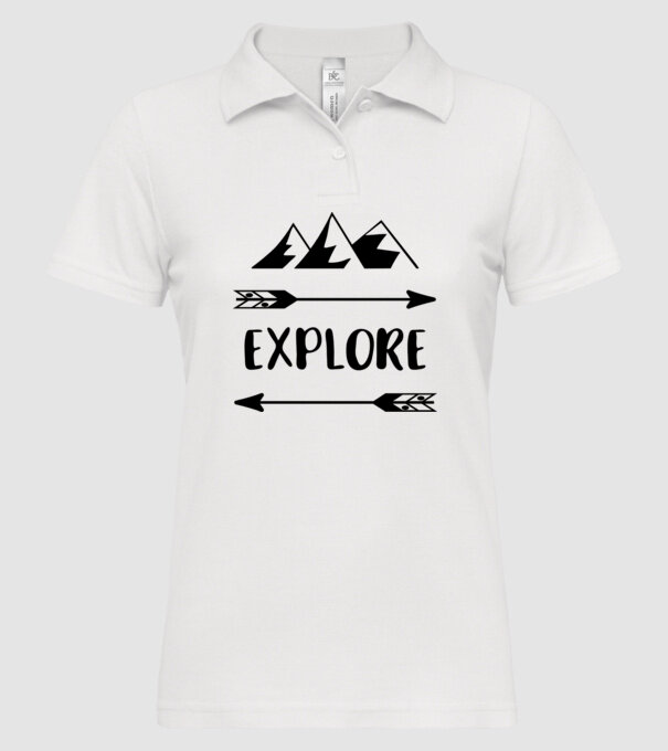 Explore mountains model alb pe tricou