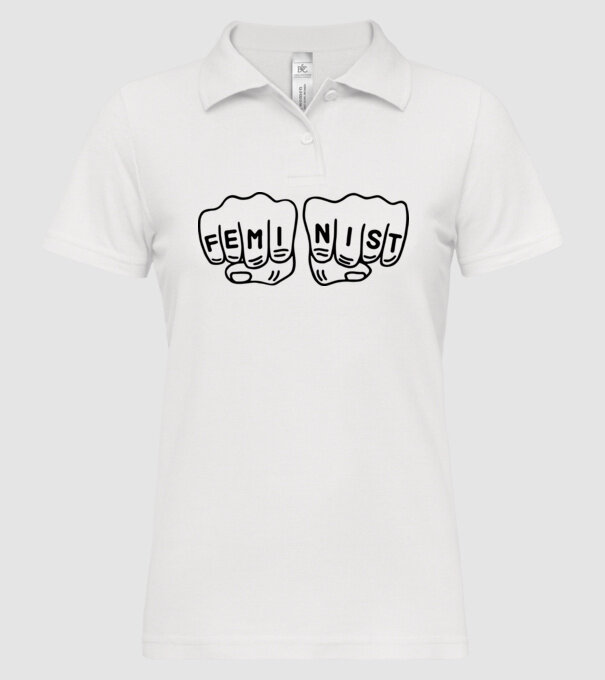 Feminist model alb pe tricou