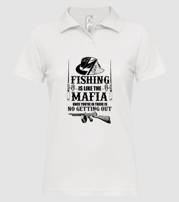Fishing is like mafia model alb pe tricou