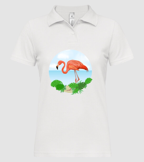 Flamingo model alb pe tricou