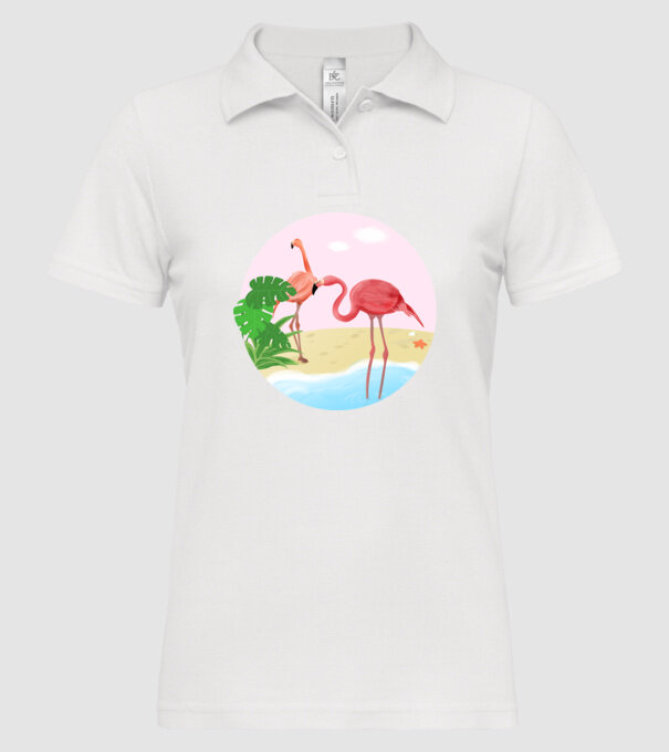 Flamingo model alb pe tricou
