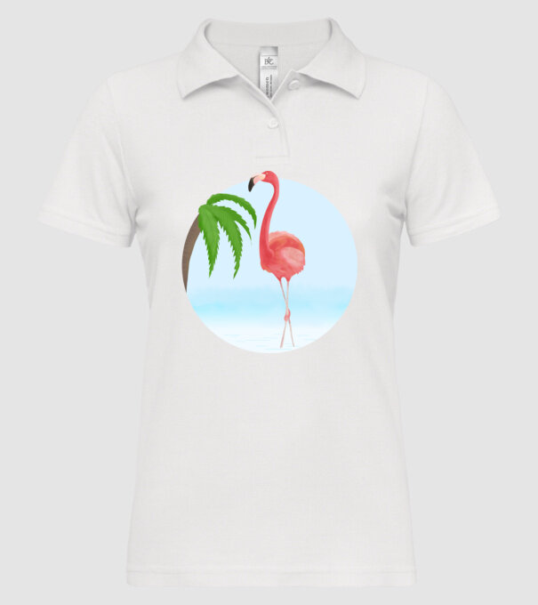 Flamingo model alb pe tricou
