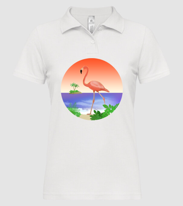 Flamingo model alb pe tricou