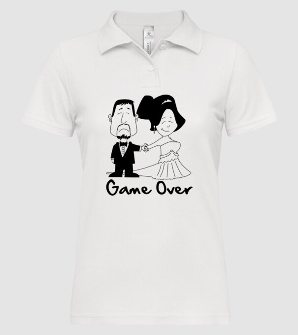 Game Over model alb pe tricou