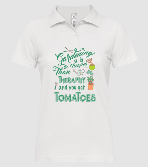 Gardening is cheaper than theraphy model alb pe tricou