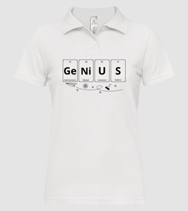 Genius periodic model alb pe tricou