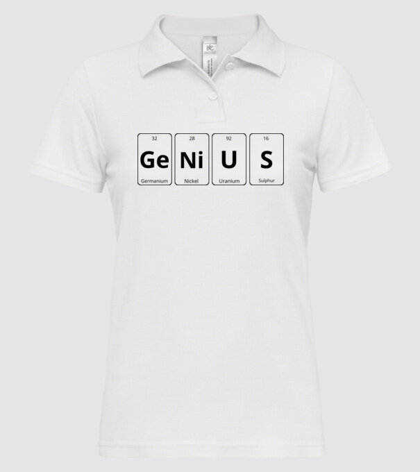 Genius periodic model alb pe tricou