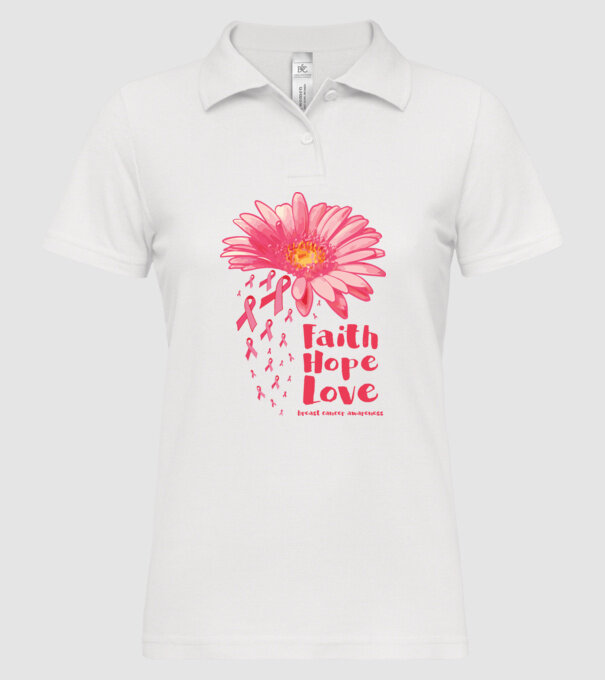 Gerbera faith hope love model alb pe tricou