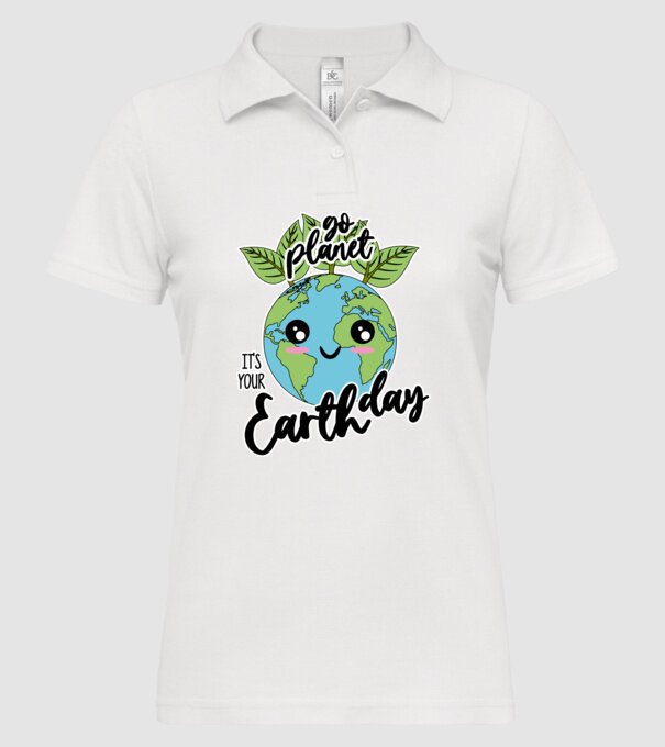 Go planet its your earth day model alb pe tricou
