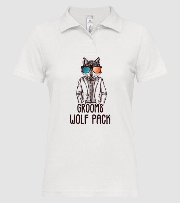 Grooms wolf pack model alb pe tricou