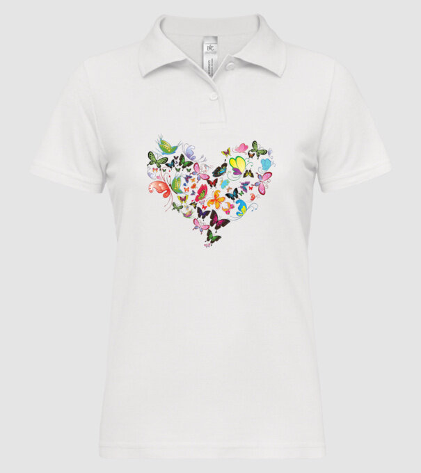 Butterfly Heart model alb pe tricou