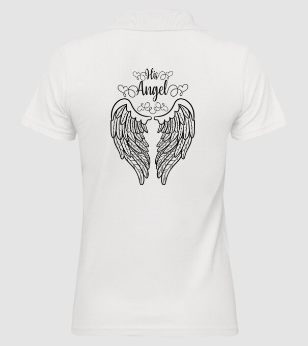 His Angel model alb pe tricou