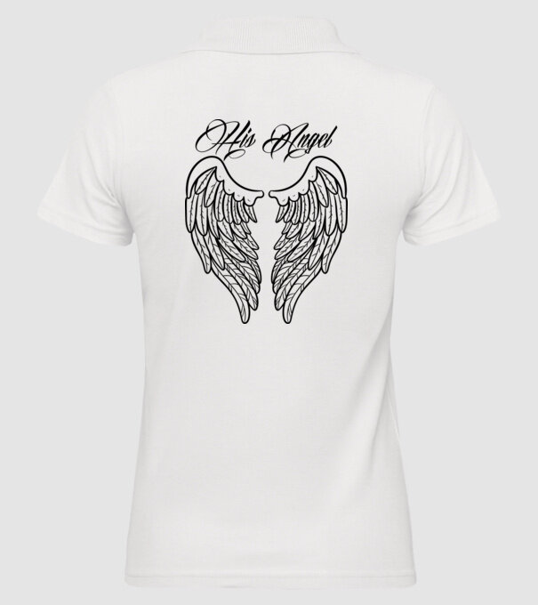 His Angel model alb pe tricou