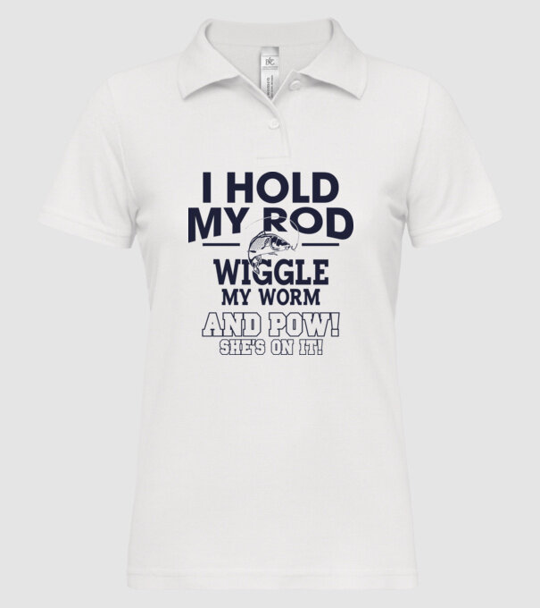 I hold my rod model alb pe tricou