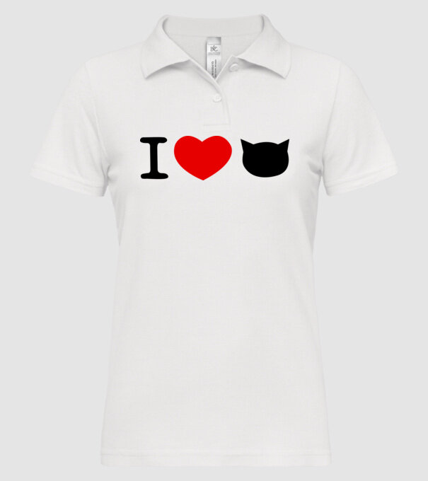 I love Pisică model alb pe tricou