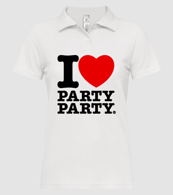 I love party party model alb pe tricou