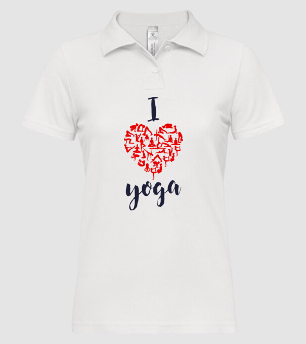 I love yoga model alb pe tricou