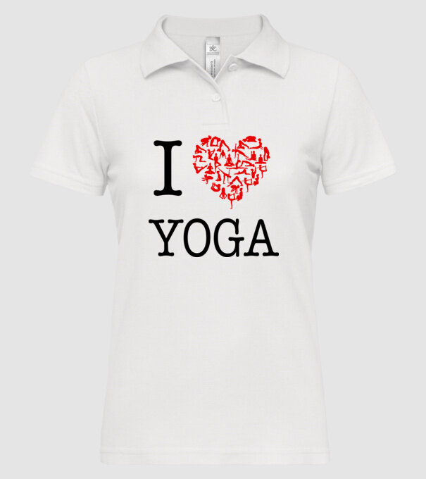 I LOVE YOGA model alb pe tricou