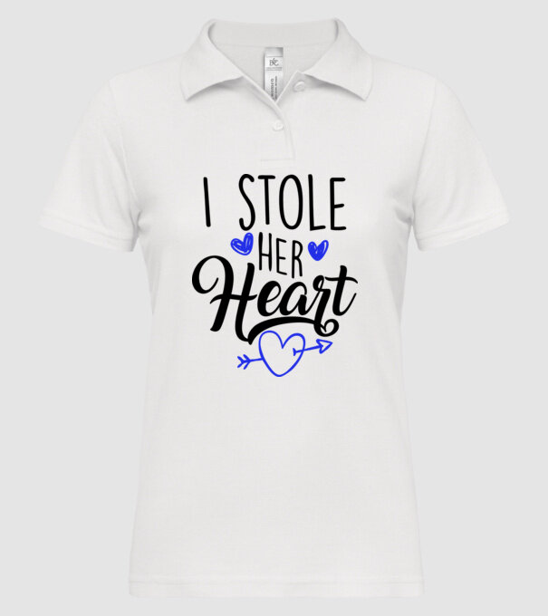 Cuplu I stole her heart model alb pe tricou