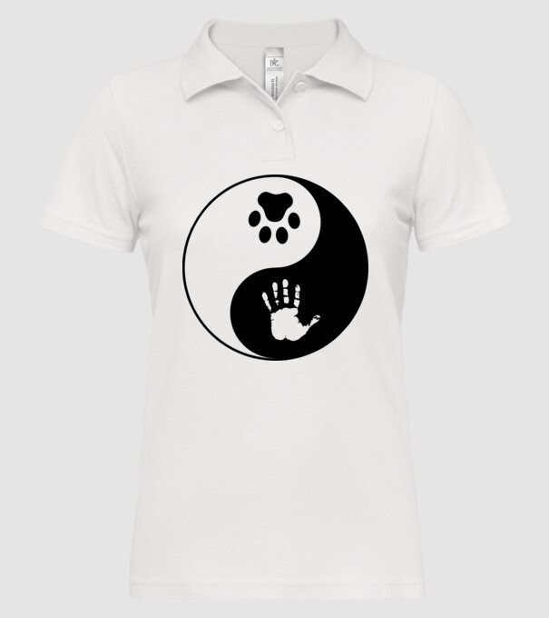 Yin-Yang Dog model alb pe tricou
