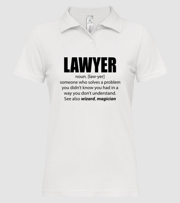 Lawyer - definiție avocat model alb pe tricou