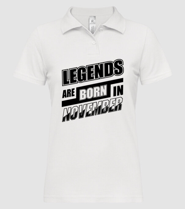 Legends are born in November model alb pe tricou