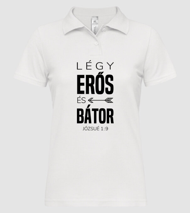 Fii puternic și curajos. Iosua 1:9 model alb pe tricou