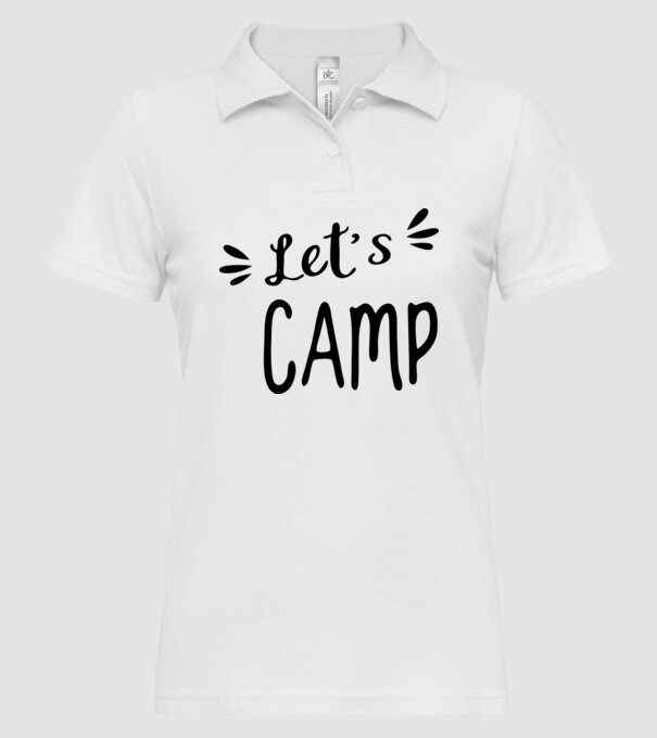 'Let''s camp' model alb pe tricou