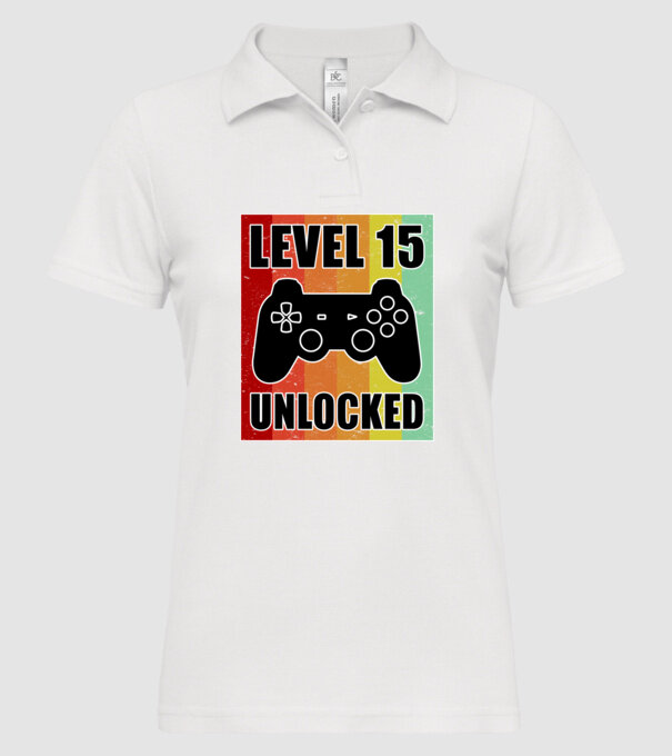 level 15 unlocked retro gamer model alb pe tricou