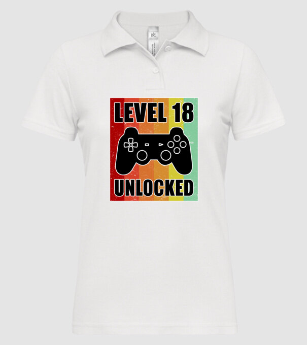 level 18 unlocked retro gamer model alb pe tricou